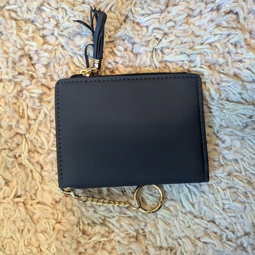 NWOT Navy Wallet with Gold Chain